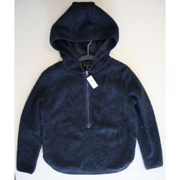 Banana Republic 779566 Women's Sz S Preppy Navy Blue Sherpa Half-Zip Hoodie $80 - Picture 7 of 9